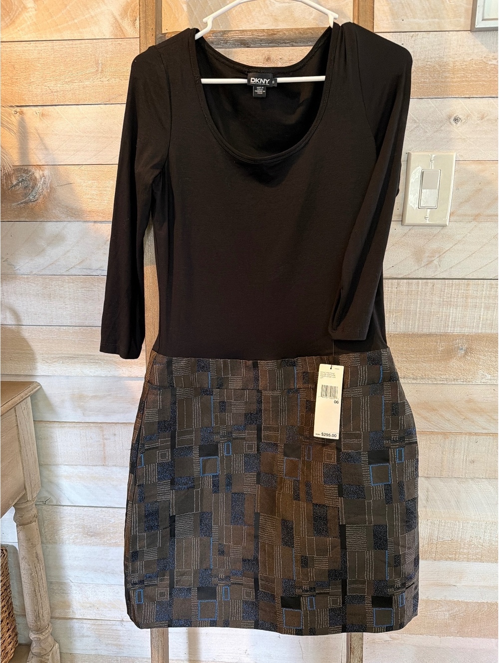 DKNY Black and Patterned Dress Size 6